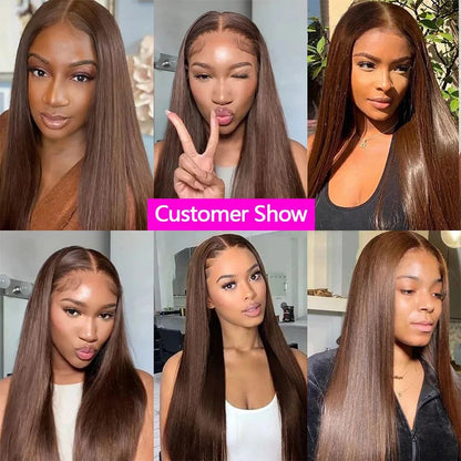 Straight Hair Bundles Human Hair 3 Bundles Brown #4 Color 100% Unprocessed Virgin Hair Bundles Chocolate Brown Straight Bundles