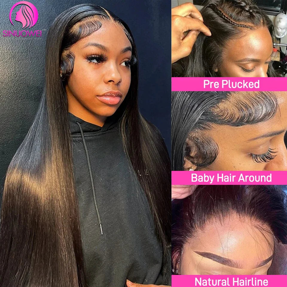 Full Lace Human Hair Straight Wigs Brazilian Transparent Lace Frontal Human Hair Wigs For Women Pre Plucked Remy Hair