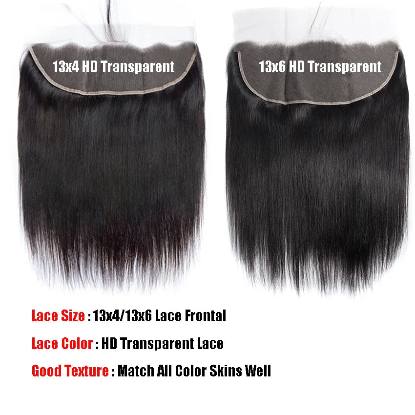 Lemoda HD Transparent Lace Frontal Closure Straight 13x4 13x6 Lace Frontal Only 5x5 6x6 HD Closure Human Hair PrePlucked 14-24in