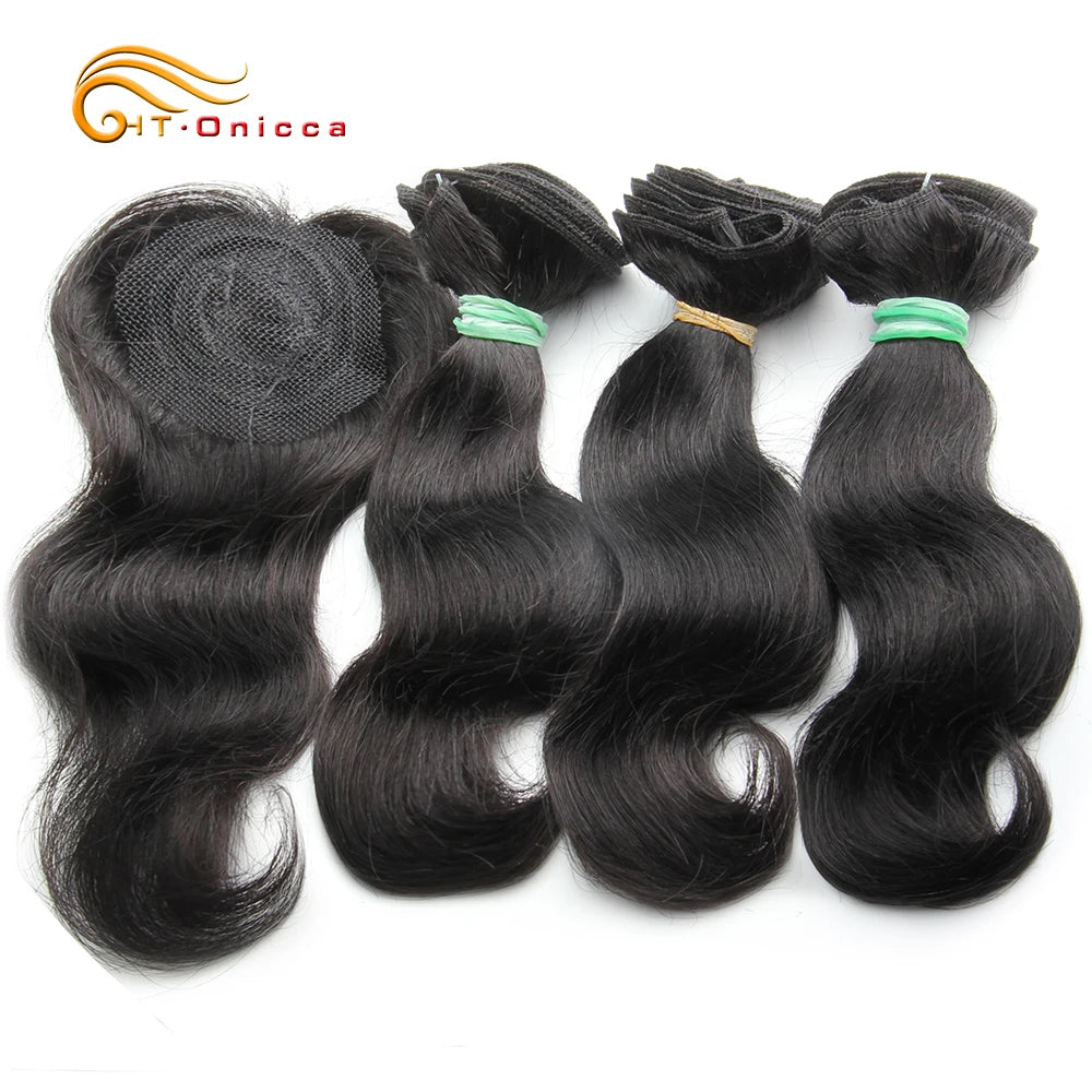 Kinky Curly Bundles With Closure Natural Human Hair Bundles Short Indian Hair Bundles With Circular Closure