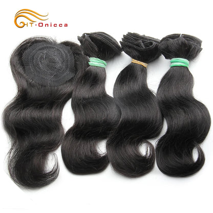 Kinky Curly Bundles With Closure Natural Human Hair Bundles Short Indian Hair Bundles With Circular Closure