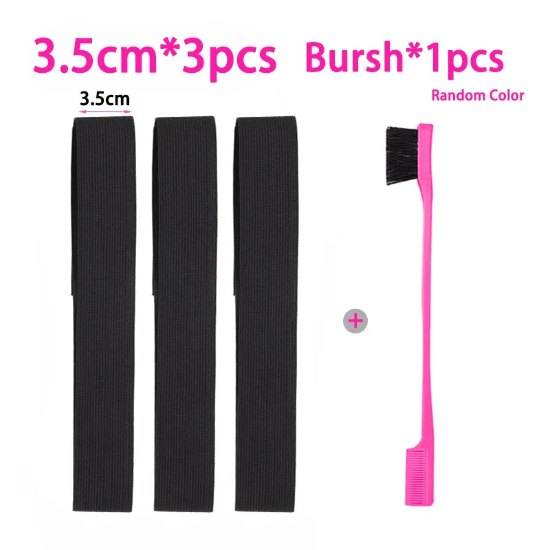 Edge Laying Scarf Elastic Headband For Wigs Lace Frontal 3Pcs Lace Melting Band With 1Pcs Double Side Edge Control Hair Comb