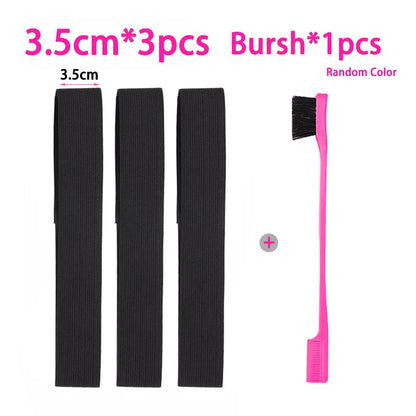 Edge Laying Scarf Elastic Headband For Wigs Lace Frontal 3Pcs Lace Melting Band With 1Pcs Double Side Edge Control Hair Comb