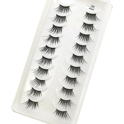 10 Pairs Crisscross Half Eye Lashes Natural False Eyelashes Handmade Faux 3D Mink Lashes Makeup Tools Eyelash Extension