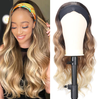 Women's Headband Wig Body Wave Black Blonde Wigs with Headband Fake Hair Synthetic Wigs for Black Women