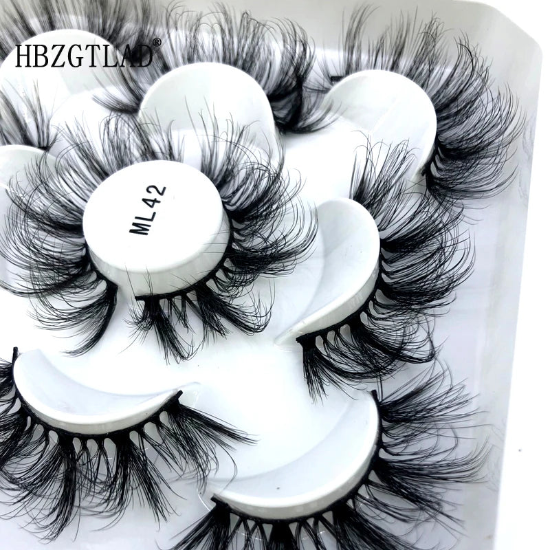 5 Pairs 3d Mink Dramatic Volume Lashes Bulk Faux Thick Long Wispy Natural Mink Lashes Pack Short Wholesales Natural False lashes