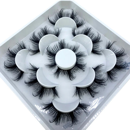 5 Pairs 3d Mink Dramatic Volume Lashes Bulk Faux Thick Long Wispy Natural Mink Lashes Pack Short Wholesales Natural False lashes