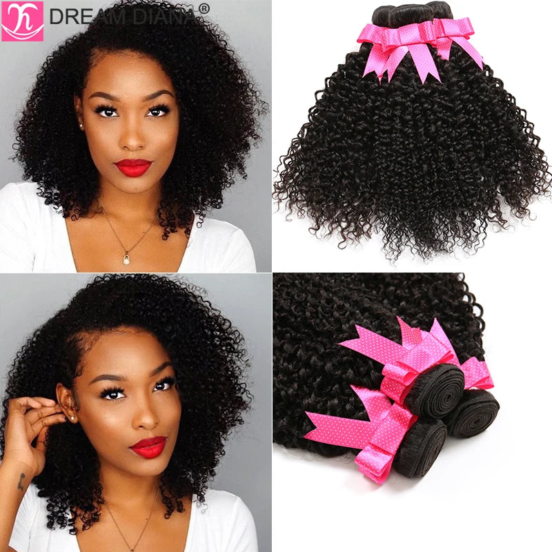 DreamDiana Mongolian Kinky Curly Hair Bundles Ombre Curly Hair 3/4 Bundles T1B/30 Remy Afro Kinky Curly Bundles 100% Human Hair