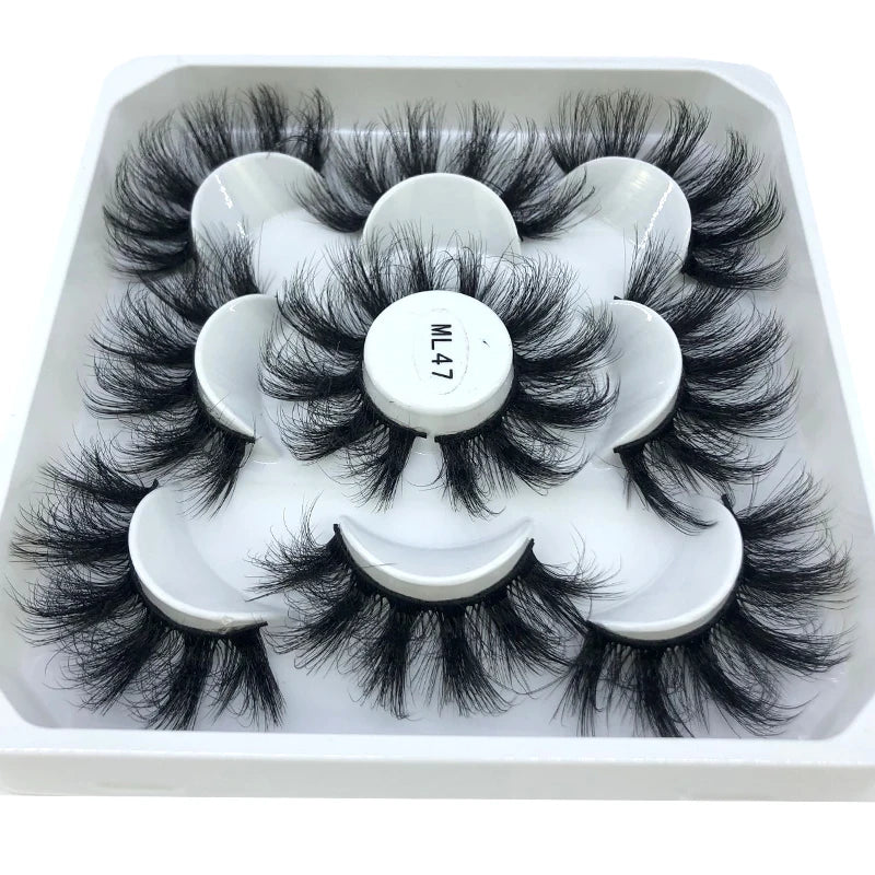 5 Pairs 3d Mink Dramatic Volume Lashes Bulk Faux Thick Long Wispy Natural Mink Lashes Pack Short Wholesales Natural False lashes