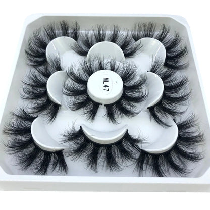 5 Pairs 3d Mink Dramatic Volume Lashes Bulk Faux Thick Long Wispy Natural Mink Lashes Pack Short Wholesales Natural False lashes