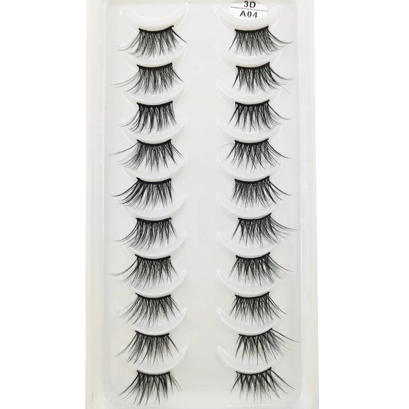 New 10 Pairs Crisscross Half Eye Lashes Natural False eyelashes Handmade 3D Mink Lashes Makeup Tools Reusable Eyelash Extension