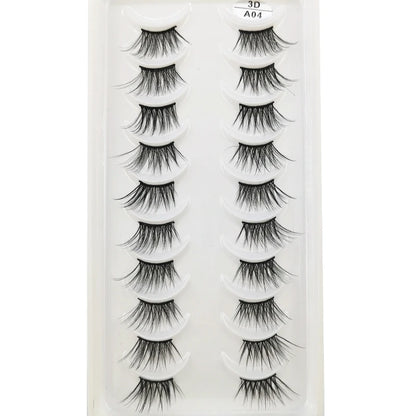 New 10 Pairs Crisscross Half Eye Lashes Natural False eyelashes Handmade 3D Mink Lashes Makeup Tools Reusable Eyelash Extension