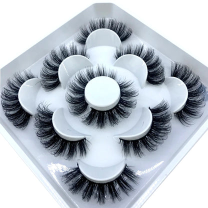 5 Pairs 3d Mink Dramatic Volume Lashes Bulk Faux Thick Long Wispy Natural Mink Lashes Pack Short Wholesales Natural False lashes