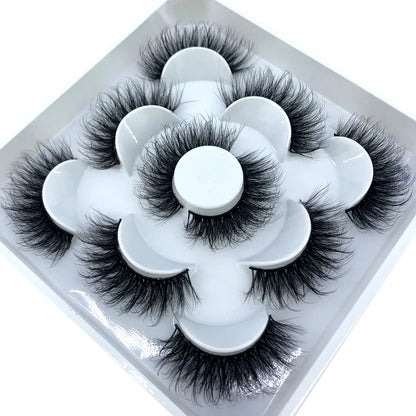 5 Pairs 3d Mink Dramatic Volume Lashes Bulk Faux Thick Long Wispy Natural Mink Lashes Pack Short Wholesales Natural False lashes