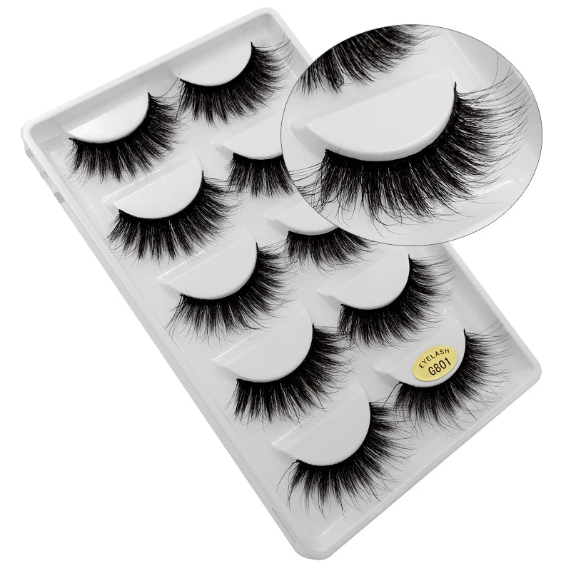 5 Pairs 3d mink eyelashes eyelash extension natural false eyelashes volume dramatic 3d lashes maquillaje mink cilios makeup tool
