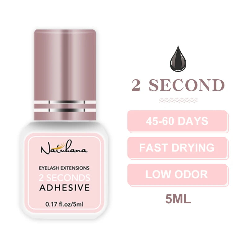 NATUHANA Black/Clear Eyelash Extension Glue 2-3s Fast Dry Sensitive Eye Individual Strong False Lashes Glue Adhesive MakeupTools