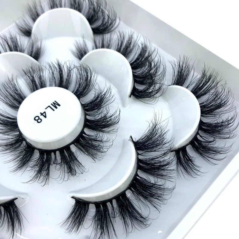 5 Pairs 3d Mink Dramatic Volume Lashes Bulk Faux Thick Long Wispy Natural Mink Lashes Pack Short Wholesales Natural False lashes