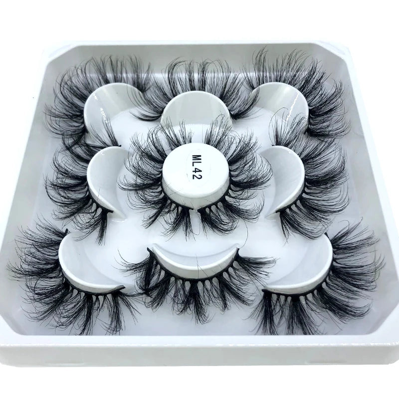 5 Pairs 3d Mink Dramatic Volume Lashes Bulk Faux Thick Long Wispy Natural Mink Lashes Pack Short Wholesales Natural False lashes