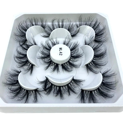 5 Pairs 3d Mink Dramatic Volume Lashes Bulk Faux Thick Long Wispy Natural Mink Lashes Pack Short Wholesales Natural False lashes