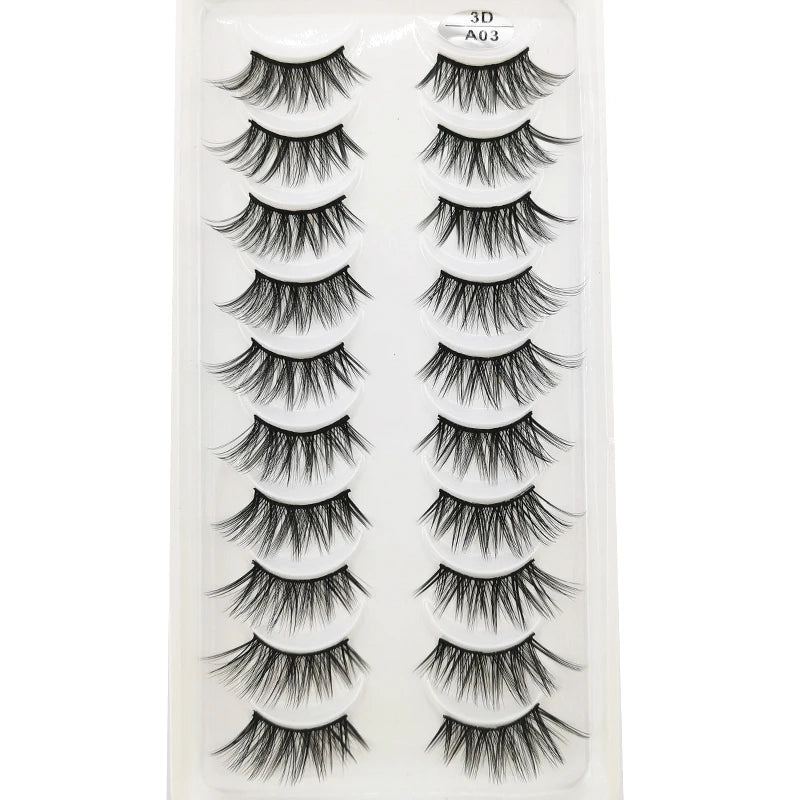 New 10 Pairs Crisscross Half Eye Lashes Natural False eyelashes Handmade 3D Mink Lashes Makeup Tools Reusable Eyelash Extension