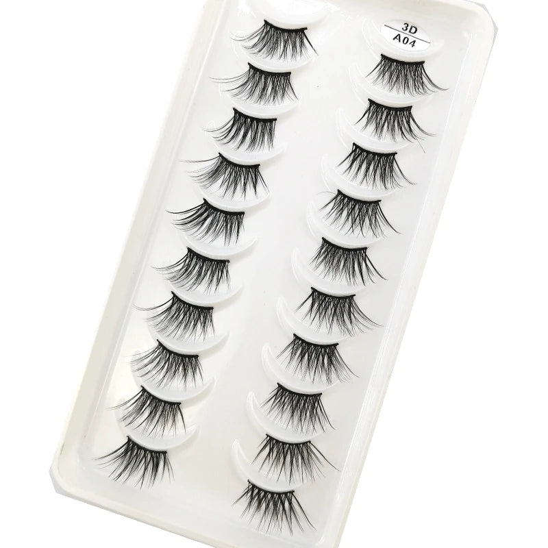 New 10 Pairs Crisscross Half Eye Lashes Natural False eyelashes Handmade 3D Mink Lashes Makeup Tools Reusable Eyelash Extension
