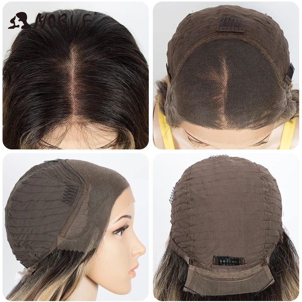 Noble Cosplay Lace Front Wig 30 Inch Lace  Long Wavy 360 0mbre Blonde Wig Red African American Synthetic Wigs For Black Women