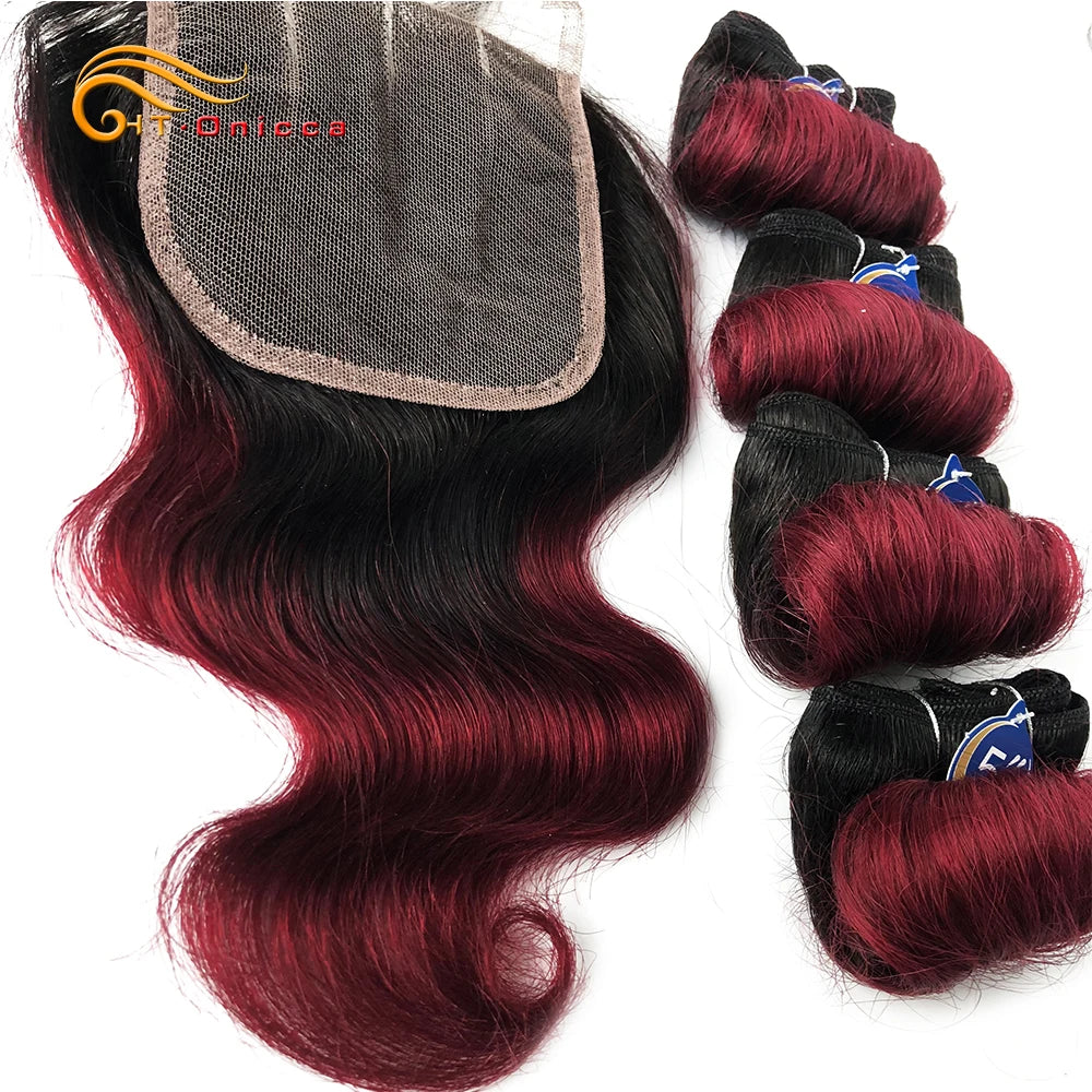 Indian Hair Bundles With Closure Transparent Closure With Bundles Loose Wave Bundles With Closure Weave Short Hair Extensions