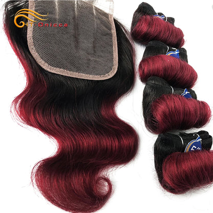 Indian Hair Bundles With Closure Transparent Closure With Bundles Loose Wave Bundles With Closure Weave Short Hair Extensions