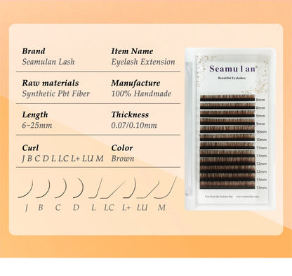 Brown Faux Mink Individual Eyelash Lashes Maquiagem Cilios For Professionals Soft Mink Eyelash Extension
