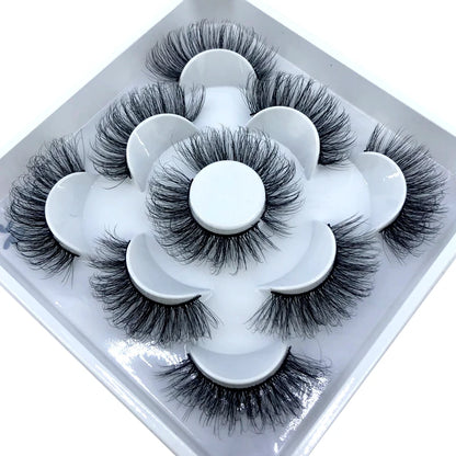 5 Pairs 3d Mink Dramatic Volume Lashes Bulk Faux Thick Long Wispy Natural Mink Lashes Pack Short Wholesales Natural False lashes