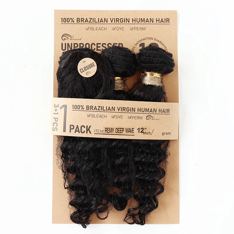 Kinky Curly Bundles With Closure Natural Human Hair Bundles Short Indian Hair Bundles With Circular Closure