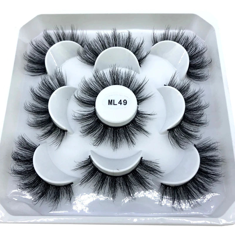 5 Pairs 3d Mink Dramatic Volume Lashes Bulk Faux Thick Long Wispy Natural Mink Lashes Pack Short Wholesales Natural False lashes