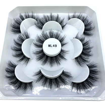 5 Pairs 3d Mink Dramatic Volume Lashes Bulk Faux Thick Long Wispy Natural Mink Lashes Pack Short Wholesales Natural False lashes