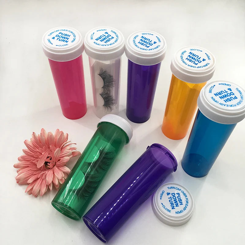 Empty Mink Eyelash Package Box Pill Bottle Lash Boxes Packaging Bulk Lashes Case with White Tray