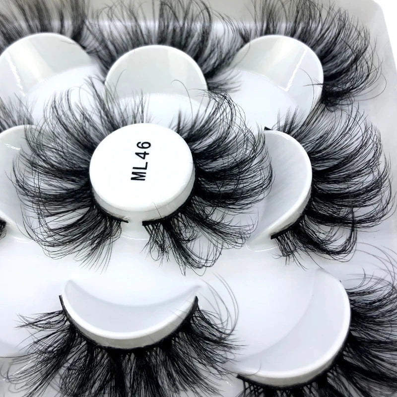 5 Pairs 3d Mink Dramatic Volume Lashes Bulk Faux Thick Long Wispy Natural Mink Lashes Pack Short Wholesales Natural False lashes