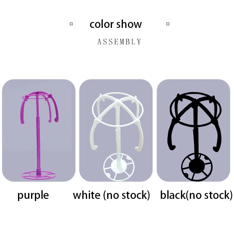 Multifunctional Adjustable Wig Stand Plastic Hat Display Wig Head Holders Portable Folding Wig Stable Tools
