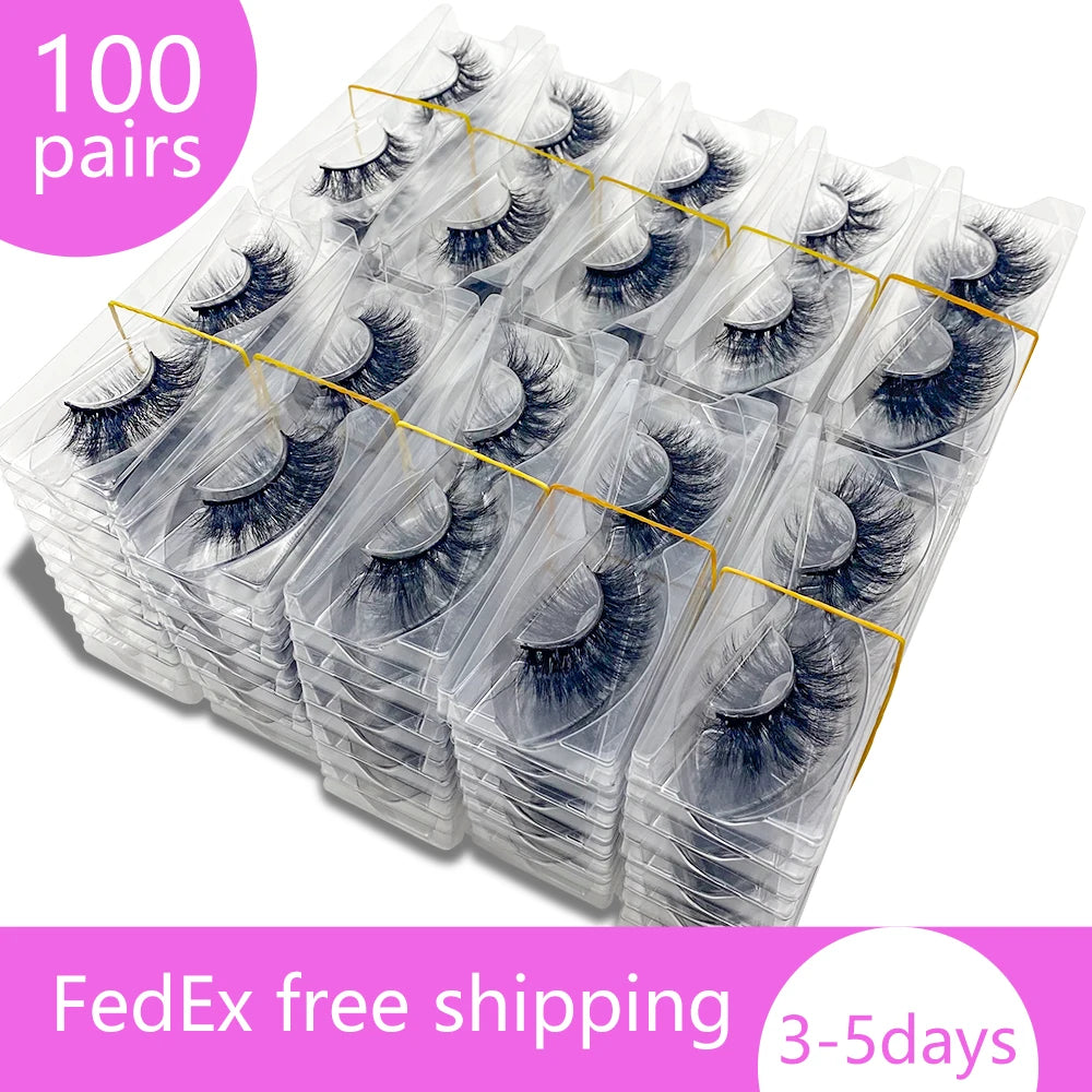 Wholesale Mink Eyelashes 100pcs Dramatic Long Mink Lashes Makeup Full Strip Lashes False Eyelashes 3D Mink Eyelashes Reusable