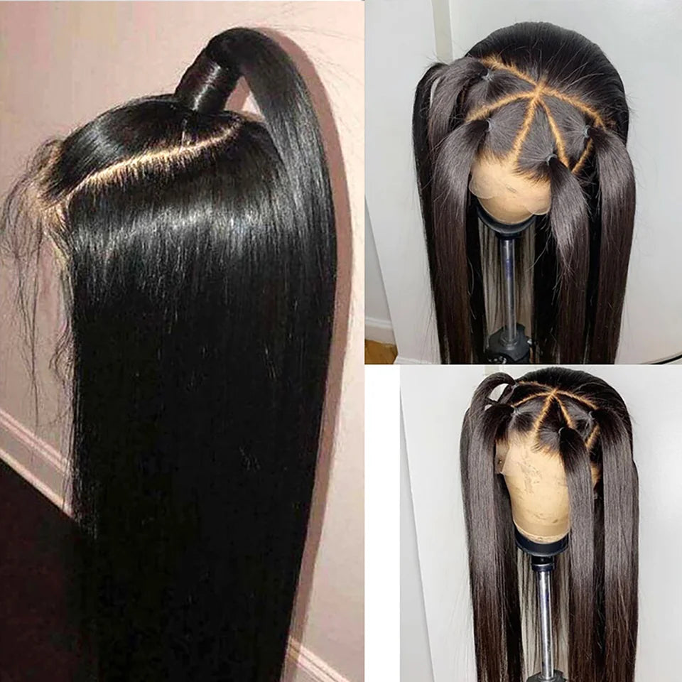 Allove Full Lace Human Hair Wig  Transparent Lace Frontal Wig Bone Straight Lace Front Wig Brazilian Remy Hair Wigs