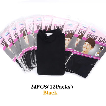 24Pieces (12 Packs) Wig Cap Fashion Stretchable Hair Nets 2Pcs/Pack Stocking Hair Cap Free Size Nylon Mesh Wig Net