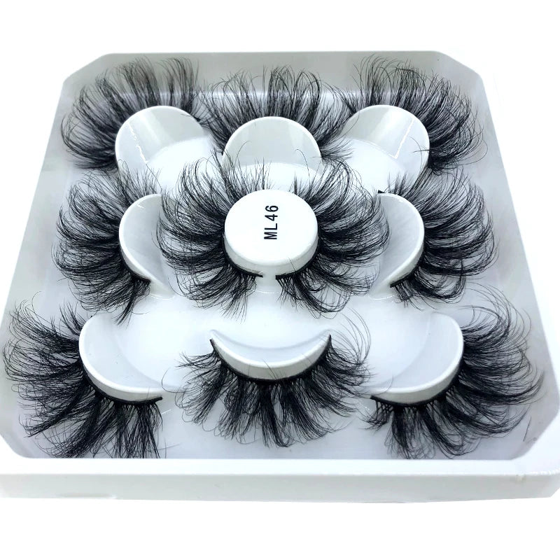 5 Pairs 3d Mink Dramatic Volume Lashes Bulk Faux Thick Long Wispy Natural Mink Lashes Pack Short Wholesales Natural False lashes