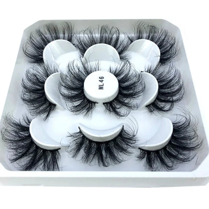 5 Pairs 3d Mink Dramatic Volume Lashes Bulk Faux Thick Long Wispy Natural Mink Lashes Pack Short Wholesales Natural False lashes
