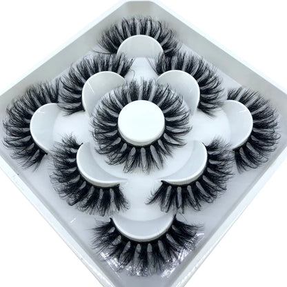 5 Pairs 3d Mink Dramatic Volume Lashes Bulk Faux Thick Long Wispy Natural Mink Lashes Pack Short Wholesales Natural False lashes