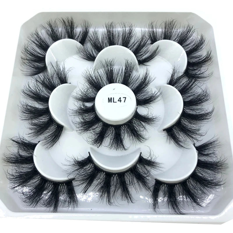 5 Pairs 3d Mink Dramatic Volume Lashes Bulk Faux Thick Long Wispy Natural Mink Lashes Pack Short Wholesales Natural False lashes