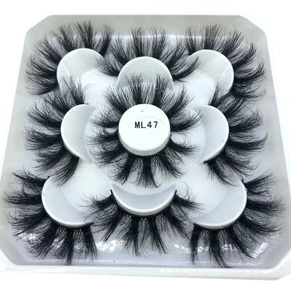 5 Pairs 3d Mink Dramatic Volume Lashes Bulk Faux Thick Long Wispy Natural Mink Lashes Pack Short Wholesales Natural False lashes