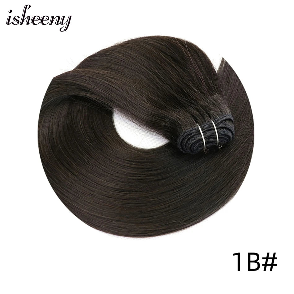Straight Human Hair Weaves Brazilian Remy Human Hair Bundles Sew In Weft Extensions Straight Blonde 50g 12"-24" Natural Hair