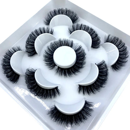 5 Pairs 3d Mink Dramatic Volume Lashes Bulk Faux Thick Long Wispy Natural Mink Lashes Pack Short Wholesales Natural False lashes