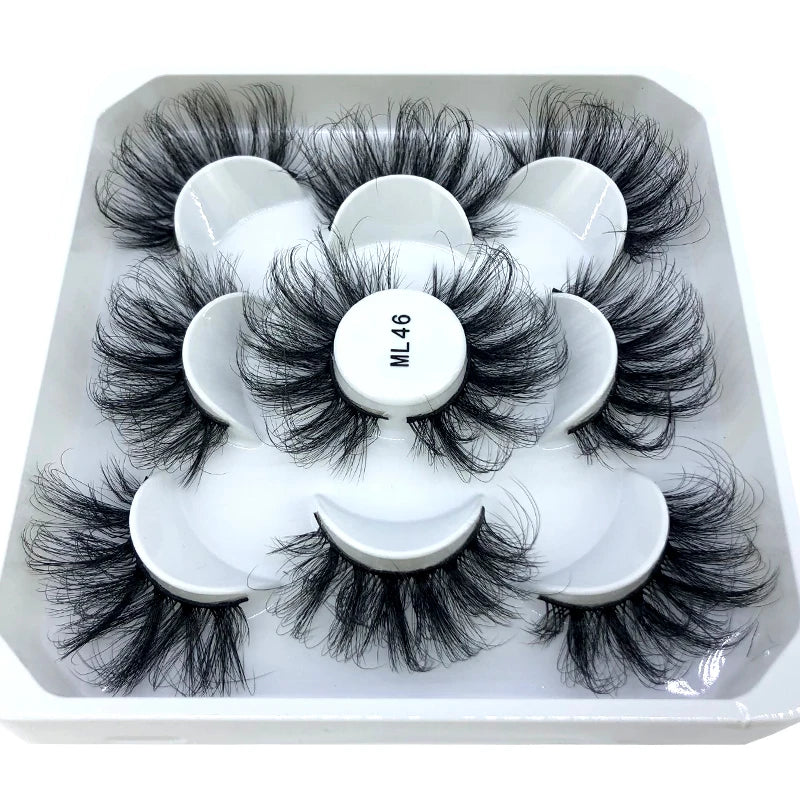5 Pairs 3d Mink Dramatic Volume Lashes Bulk Faux Thick Long Wispy Natural Mink Lashes Pack Short Wholesales Natural False lashes