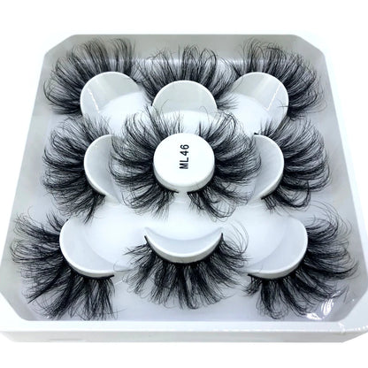 5 Pairs 3d Mink Dramatic Volume Lashes Bulk Faux Thick Long Wispy Natural Mink Lashes Pack Short Wholesales Natural False lashes