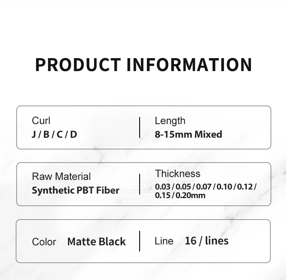 NATUHANA Mink Lashes Mix 8~15 mm 16 lines Handmade korean Pbt Eyelash Extension Natural Soft Faux Lash Extension Supplies Makeup