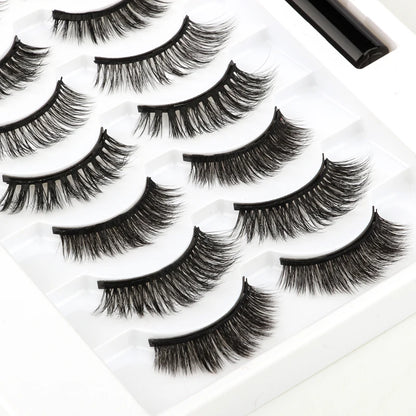 SHIDISHANGPIN 1/3/5/10 Pairs Magnetic Eyelashes Eyeliner 5 Magnet Natural Long False Lashes Set Magnetic Eyeliner Tweezer Makeup